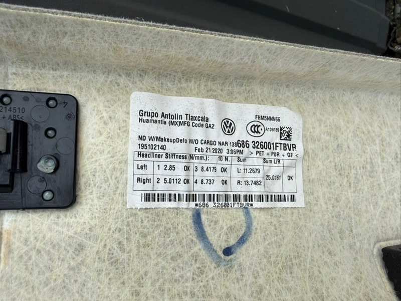 Обшивка потолка Tiguan 2020 2.0 Обшивка потолка Tiguan 2020 2.0